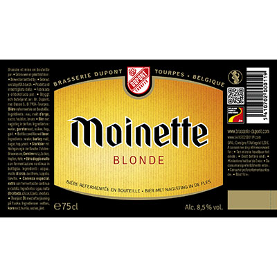 5410702000119 Moinette Blonde - 75cl Bière refermentée en bouteille Sticker Front